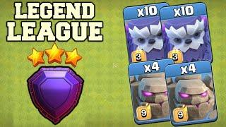 Golem Mass Yeti Bat Legend Push Attack!! How to use Golem in Legend base | Clash of Clans