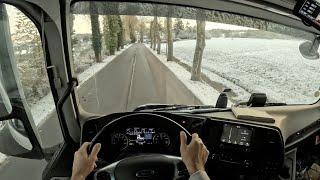 ASMR Ford F Max county road driving ️ snowy in northern of France