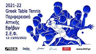 2021-22 Greek Table Tennis Περιφερειακό Αττικής Εφήβων Γιώργος Σασσάνης-Νίκος Σκορδάς 12/03/2022