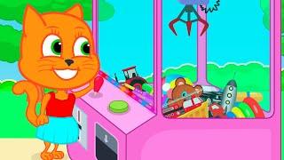 Cats Family in English - Catch A Toy In The Machine Cartoon for Kids