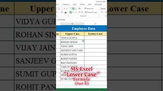 Convert Text into Lowercase in Excel #shorts