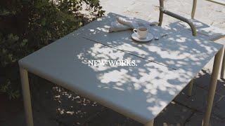 New Works May Series | Outdoor Armchair & Table in Light Grey | Designed by Hannes & Fritz