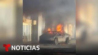 Una camioneta Tesla estalla frente a un hotel de Trump | Noticias Telemundo