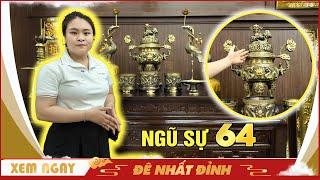 Bộ đỉnh đồng ngũ sự 64 cùng phụ kiện đồ thờ