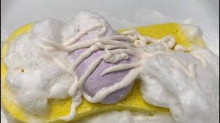 ASMR Dove Lavender Bar Soap & Dove Body Wash, creamy squeezes, crunchy sponge