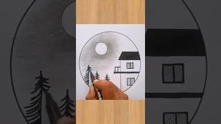 Amazing circle scenery drawing #shorts