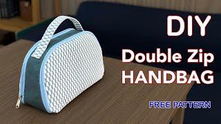 (ASMR) DIY Double Zip Handbag - Free Pattern and Tutorial