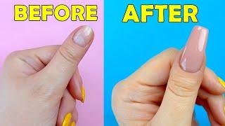 HOW TO MAKE FAKE NAILS FROM HOME MATERIALS in 5 minutes - EASY NAIL HACK IDEA