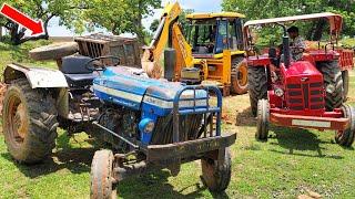 Loaded Tractor Accident Mahindra 275 Powertrac 434 Tractor Rescued by JCB 3dx | #jcb #tractor