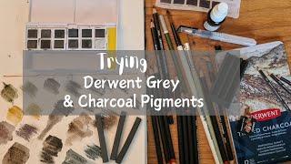 Trying Out Derwent Grey & Charcoal Pigments: Pan Paints, Sticks, and Pencils