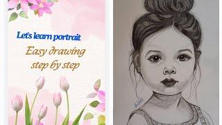 portrait  drawing ️ ||girl pencil sketch  ||step by step drawing Tutorial ||graphite pencil art