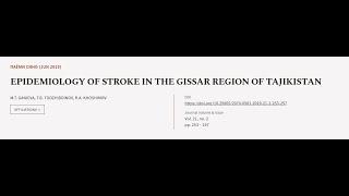 EPIDEMIOLOGY OF STROKE IN THE GISSAR REGION OF TAJIKISTAN | RTCL.TV