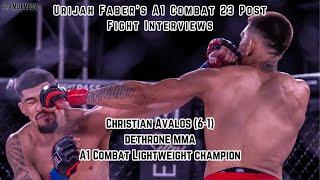 Urijah Fabers A1 Combat 23 | Christian Avalos Post Fight Interview | What's Next For "The Landshark"