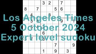 Sudoku solution – Los Angeles Times 5 October 2024 Expert level