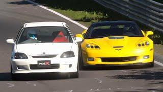 Chevrolet Corvette ZR1 (C6) 2009 vs Honda Civic Type R (EK) 1998 at Nurburgring Nordschleife