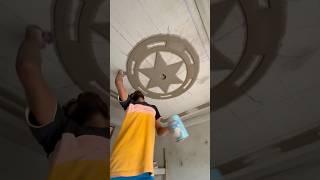 How to make cement ceiling round flower design in new star  pop design ? #shorts #art #popdesign