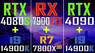 RTX 4080 SUPER + INTEL i9 14900K vs RX 7900XTX + RYZEN 7 7800X3D vs RTX 4090 + INTEL i9 14900K ||