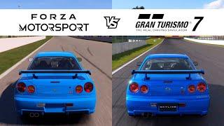 Forza Motorsport vs Gran Turismo 7 - Nissan GT-R Skyline R34 - FM8 vs GT7 Comparison