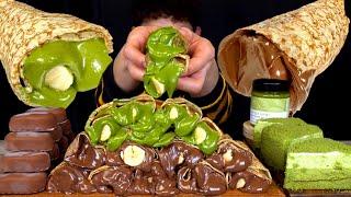 ASMR 악마의쨈 누텔라크레페 오설록 녹차밀크 크레페 녹차치즈케이크 티코 먹방~!! Nutella Banana Crepe Green Tea Milk Crepe MuKBang~!!