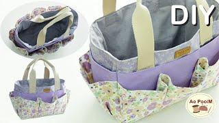 How to make a large craft storage tote bag with multiple pockets