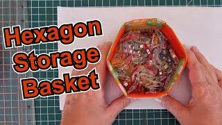 How to cut & sew a hexagon storage container for clips. EAsy hand sewing project for beginners