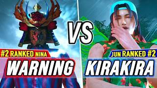 T8  Warning (#2 Ranked Nina) vs KiraKira (#2 Ranked Jun)  Tekken 8 High Level Gameplay