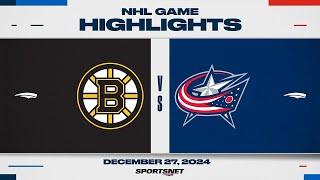 NHL Highlights | Bruins vs. Blue Jackets - December 27, 2024