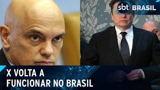 Bloqueado pelo STF, X volta a funcionar no Brasil | SBT Brasil (18/09/24)