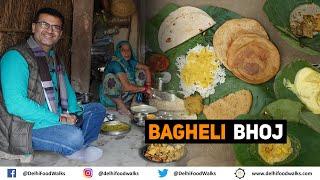 Traditional BAGHELI Village BHOJ Food I Indrahar ki Kadi + Rickmach ki Sabzi + Mahue ki Poori + Bada