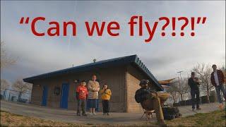 Entertaining a family’s questions about flying FPV drones.