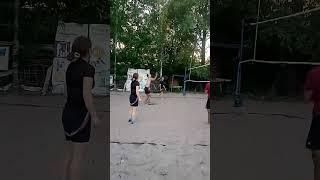 Beach volleyball, shooting the ball into the right corner, which is impossible to reflect.