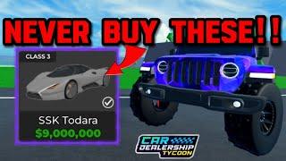 NEVER WASTE YOUR CASH ON THESE THINGS IN Car Dealership tycoon!!  | Mird CDT