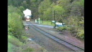 572. SOUTHERN PACIFIC SP 4449 exit tunnel # 22 at Oakridge Oregon May 16 1986 with Steam locomotive