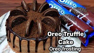 Oreo ChocolateTruffle Cake,With Easy Oreo Cream frosting,Chocolate cake eggless and without oven