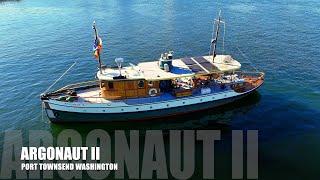 Argonaut II at Anchor in Port Townsend | Historic 1922 Wooden Yacht | Classic Boat Footage