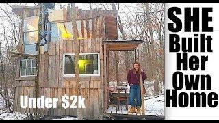 Teenage woman builds "Tree House Getaway" Tiny House for UNDER $2k!