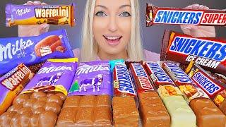 ASMR MILKA CHOCOLATE & SNICKERS, ICE CREAM, CANDY BARS (DESSERT) MUKBANG, 초콜릿 디저트 먹방