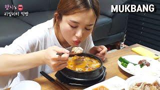 리얼먹방:) 순대국밥은 뚝배기에 펄펄 끓여야 大존맛 (ft.돼지머리고기)디저트는 꽈배기&찹쌀도넛ㅣSundae GukbapㅣスンデクッパㅣMUKBANGㅣEATING SHOW