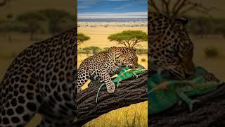 Curious Leopard & Crazy Chameleon. #chameleon #beautifulafrica #amazinganimals #wonderfulnature