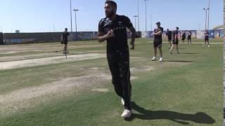 In the nets at the Zayed Stadium, Abu Dhabi