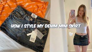 how i am styling a denim mini skirt for spring/summer *viral BDG urban outfitters skirt* 