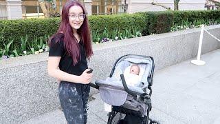 Taking Newborn Reborn Olivia on an Outing in Her Stroller Car Seat