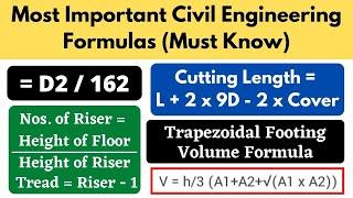 10 Most Important Civil Engineering Formulas || Basic Civil Engineering Knowledge | Fresher Civil