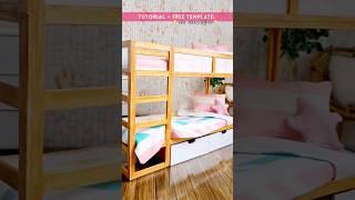 I made a miniature BUNK BED for BARBIE! (with paper ) #dollhouse #miniatures #barbiediy