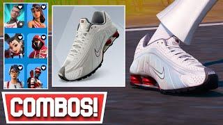 *NEW* BEST NIKE SHOX R4 'COMET RED' KICKS COMBOS! | Fortnite