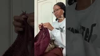 This is how I knit with a sleeping cat on my lap. I just knit normally ‍️ #knitting