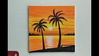 Ocean Sunset Acrylic Painting for Beginners | Easy Ocean Sunset Painting | Step by Step Tutorial