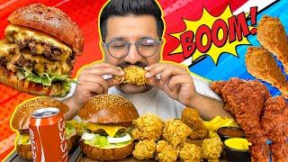 موکبانگ کلی مرغ سوخاری و برگر Mukbang