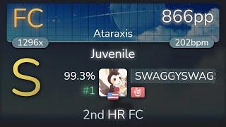 [8.53⭐] SWAGGYSWAGSTER | technoplanet - Juvenile [Ataraxis] +HR 99.3% {#1 866pp FC} - osu!