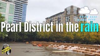 Walking in the Rain, Pearl District Portland OR 4K 2019 | Virtual Binaural Audio Tour | City